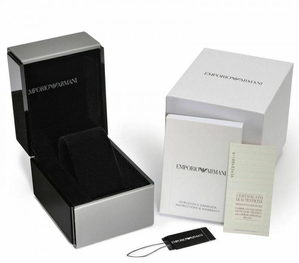 Emporio Armani AR11586 Diver Mens’ Green Dial Stainless Chrono Watch + Gift Bag