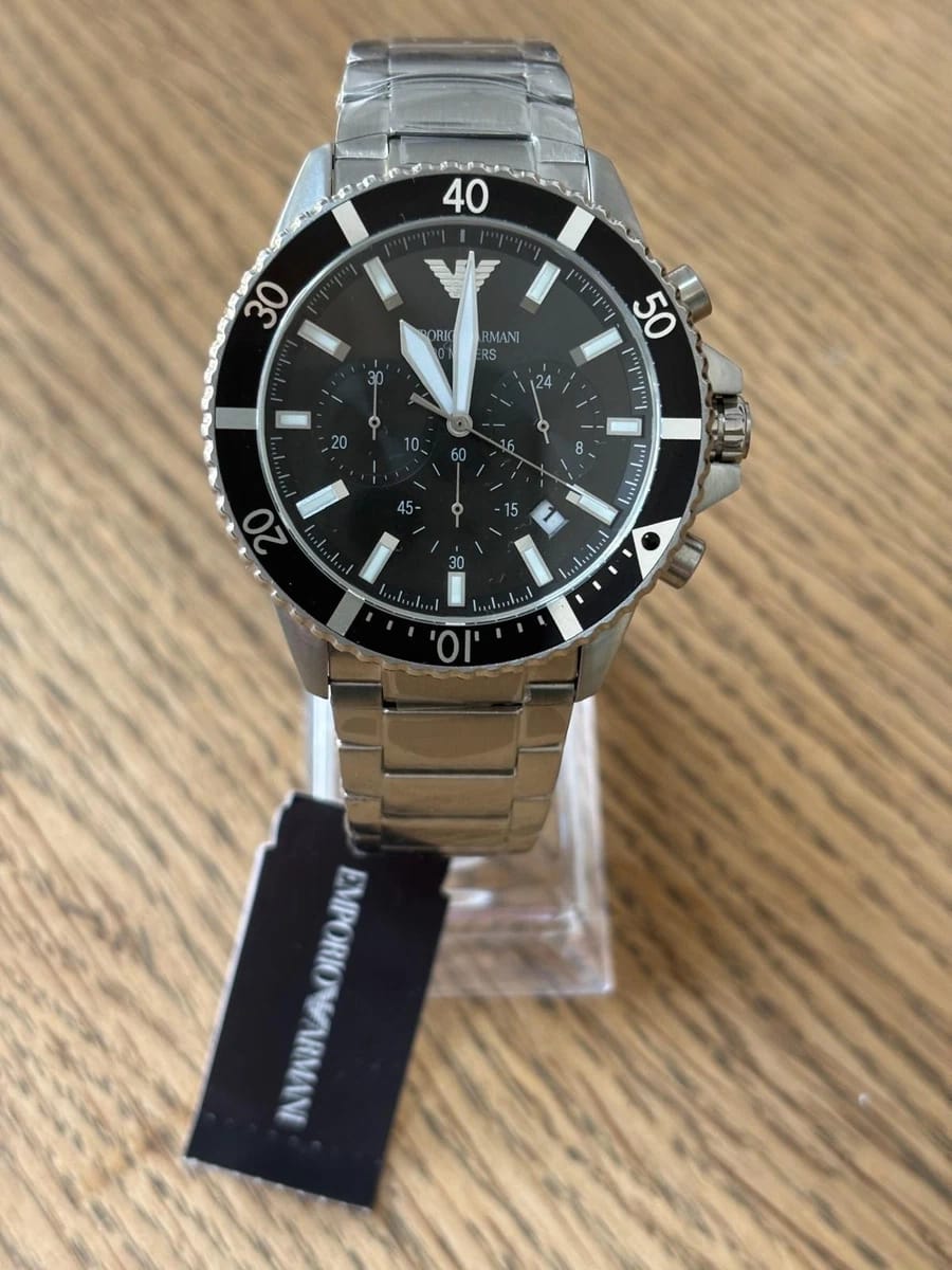 Emporio Armani Men's Chronograph AR11360 Stainless Steel Diver Watch Brand New