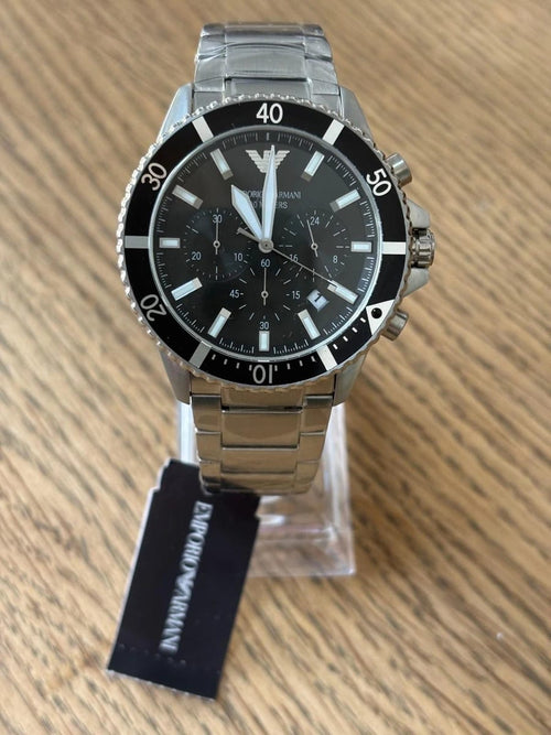 Emporio Armani Men's Chronograph AR11360 Stainless Steel Diver Watch Brand New