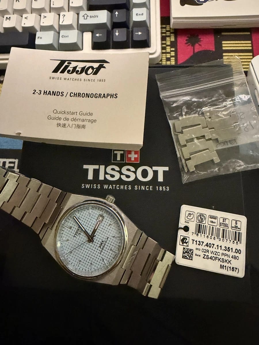 Tissot PRX 40mm Ice Blue Powermatic 80 Automatic (Box, Papers, extra links)