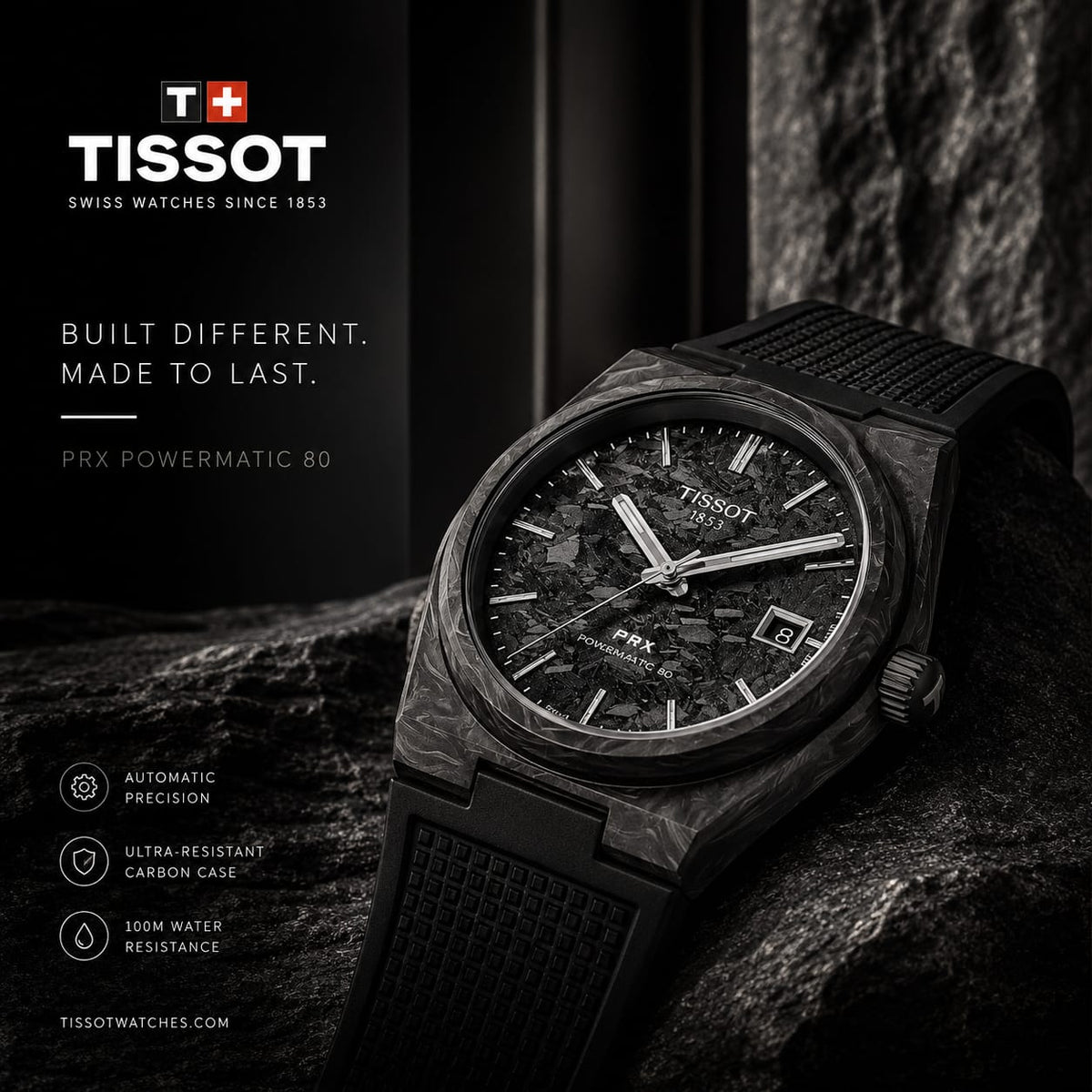 Tissot PRX Powermatic 80 Carbon 40.5 MM Automatic Watch T137.907.97.201.00