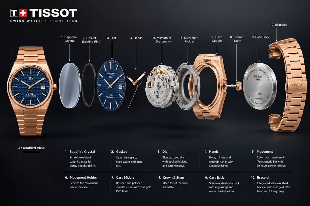 Tissot PRX Powermatic 80 Rose Gold 40 MM Auto Blue Dial Watch T137.407.33.041.00